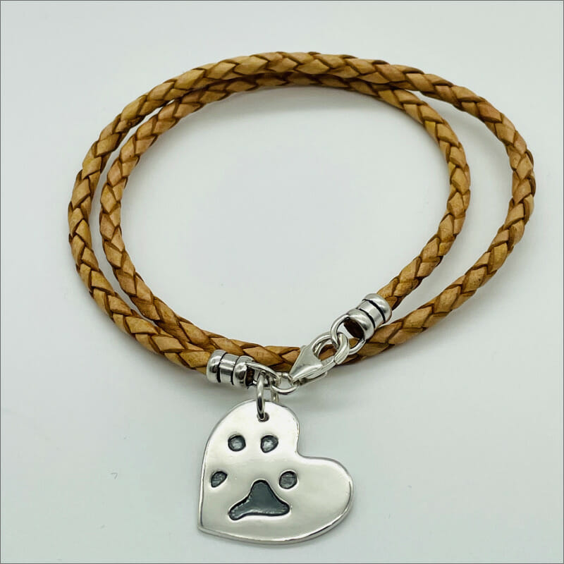 Pure-Silver-Impressions-Paw-Print-Charm-on-double-bolo-bracelete-1