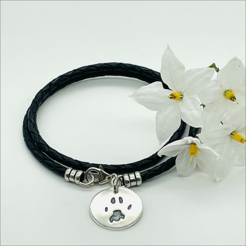 Pure-Silver-Impressions-Paw-Print-Charm-on-double-bolo-bracelete-2